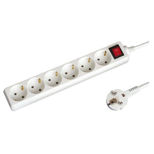 BASE MULTIPLE 6 TOMAS + INTERRUPTOR (3X1MM) 1.5 M BLANCA - GSC
