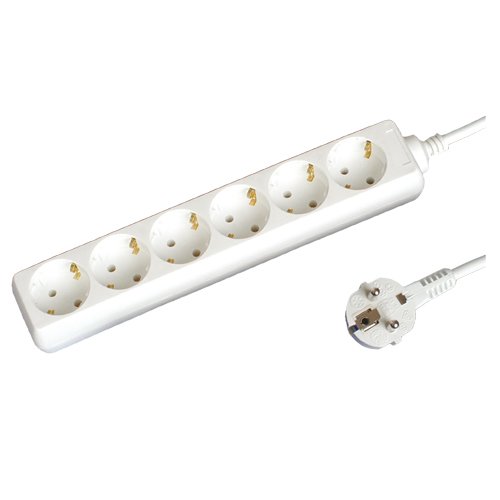 BASE MULTIPLE 6 TOMAS (3X1.5MM) 1.5M BLANCA - GSC