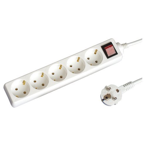 BASE MULTIPLE 5 TOMAS + INTERRUPTOR (3X1.5MM) 3M BLANCA - GSC