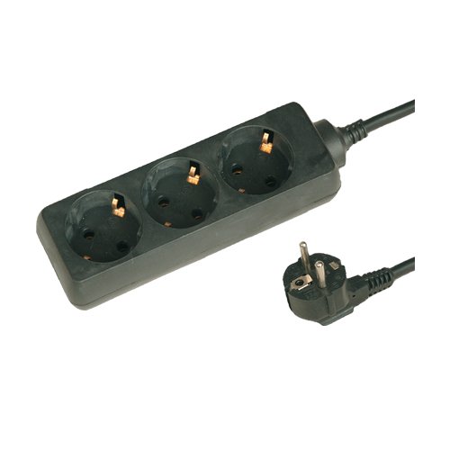 BASE MULTIPLE 3 TOMAS (3X1.5MM) 1.5M NEGRA - GSC