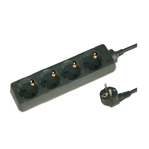 BASE MULTIPLE 4 TOMAS (3X1.5MM) 1.5M NEGRA - GSC