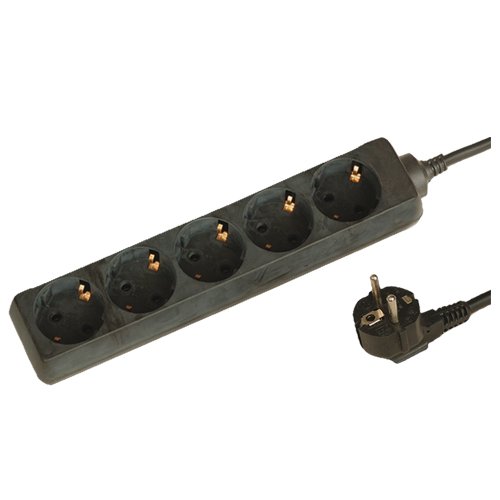 BASE MULTIPLE 5 TOMAS (3X1.5MM) 1.5M NEGRA - GSC