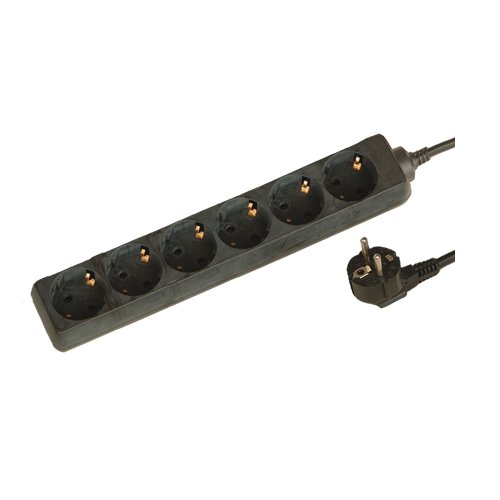 BASE MULTIPLE 6 TOMAS (3X1.5MM) 1.5M NEGRA - GSC