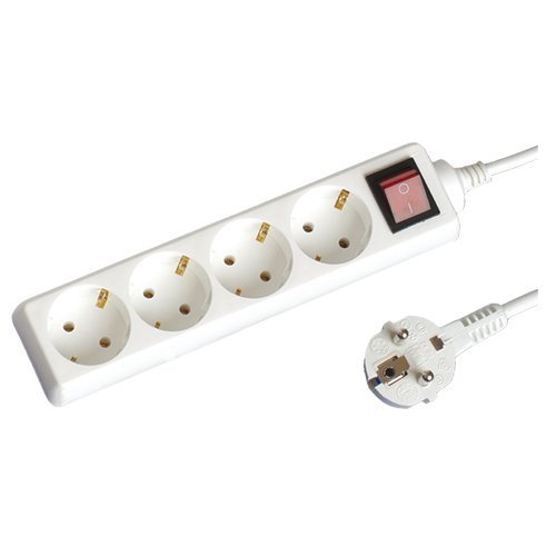 BASE MULTIPLE 4 TOMAS + INTERRUPTOR (3X1.5MM) 5M BLANCA - GSC