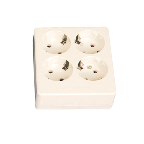 BASE MULTIPLE 4 TOMAS CUADRADA SIN CABLE - CAJA - GSC