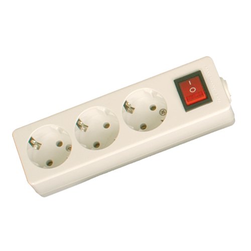 BASE MULTIPLE 3 TOMAS + INTERRUPTOR SIN CABLE - BLISTER - GSC