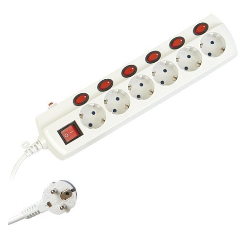 BASE MULTIPLE 6 TOMAS MULTI-INTERRUPTOR (3X1.5MM) 1.5M - BLISTER - GSC