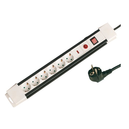 BASE MULTIPLE 6 TOMAS + INTERRUPTOR (3X1.5MM) 1.5M C/PROTECCION - GSC