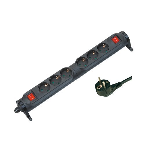 BASE MULTIPLE GIRATORIA 6 TOMAS + INTERRUPTOR (3X1.5MM) 1.5M - GSC