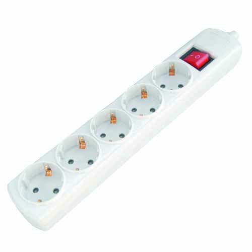 BASE MULTIPLE ULTRA 5 TOMAS + INTERRUPTOR SIN CABLE - RETRACTILADO - GSC