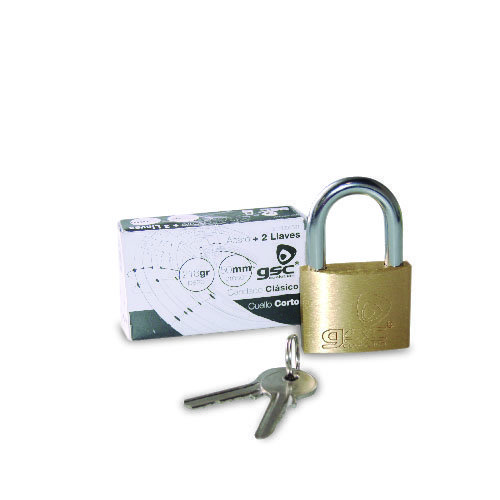 CANDADO DE CUELLO CORTO ACERO + 2 LLAVES 50MM - GSC