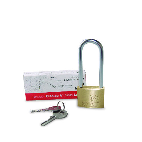 CANDADO DE CUELLO LARGO ACERO + 2 LLAVES 60MM - GSC