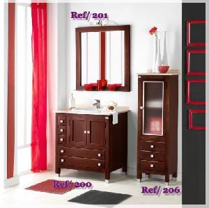 GAUDI-200/201/206 CONJUNTO MUEBLE 80X56X85+ESPEJO+VITRINA (MUEBLE BAÑO LOW COST) - ABA 