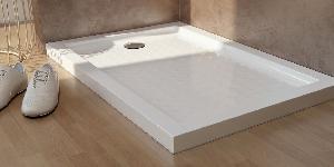 PLATO DUCHA ACRILICO 150X80 CM RECTANGULAR RELIEVE CIRCULOS BLANCO, ALTO 60 MM - INB