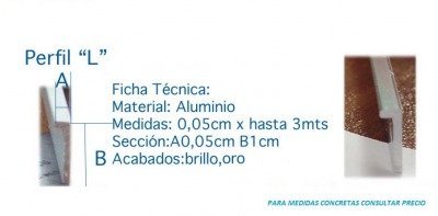 PERFIL ALUMINIO 5X9X3000 mm EN FORMA DE L- ETC