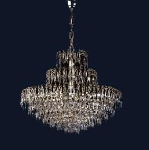 LAMPARA TECHO SALZBURG DIÁM. 35 CM 2 CORONA RINCHO ACERO (5 PISOS) CRISTAL TURCO - BML