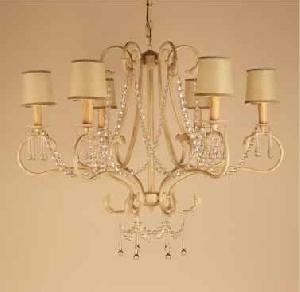 LAMPARA TECHO PROVENZAL 6 BRAZOS 65X50 BEIGE/MARRON OXIDO, PRECIO SIN PANTALLAS,CRISTAL ASFOUR - BML