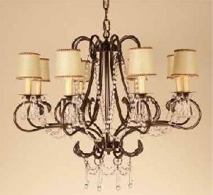 LAMPARA TECHO PROVENZAL 8 BRAZOS 65X50 BEIGE/MARRON OXIDO, PRECIO SIN PANTALLAS,CRISTAL ASFOUR - BML