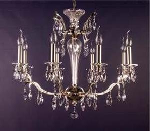 LAMPARA TECHO FINA 8 BRAZOS 70X68 ORO CON PRISMA PIRAMIDAL, CRISTAL ASFOUR - BML