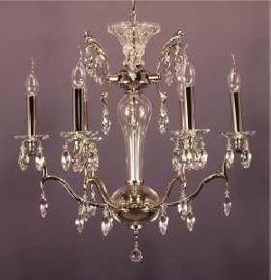 LAMPARA TECHO FINA 6 BRAZOS 59X63 NIQUEL CON PRISMA PIRAMIDAL, CRISTAL ASFOUR - BML